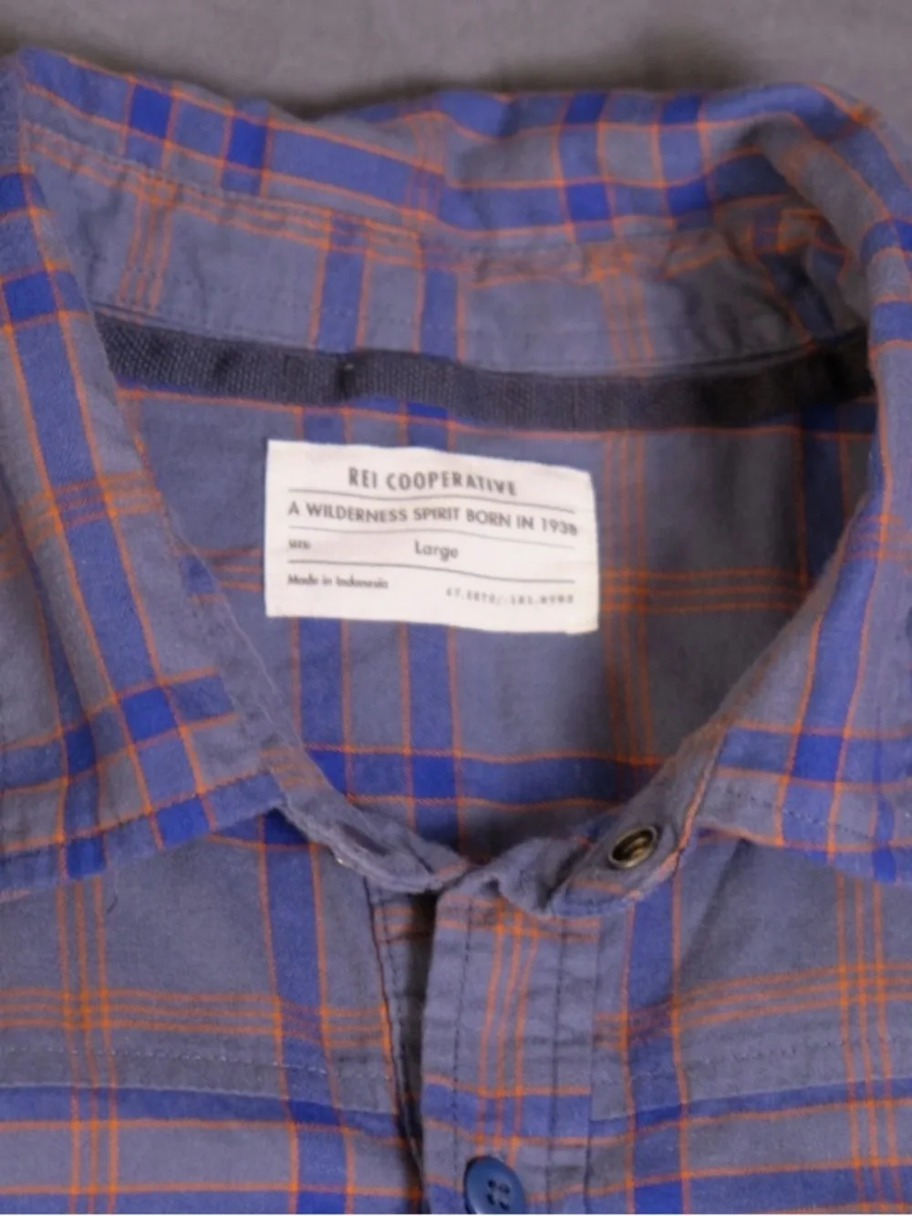 Cooperative Lavender Plaid Button-Down Shirt with Orange Stripes